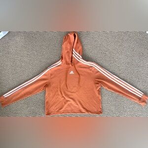 Adidas Burnt Orange Hoodie with White Stripes